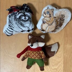 Set of 3 animal ornaments